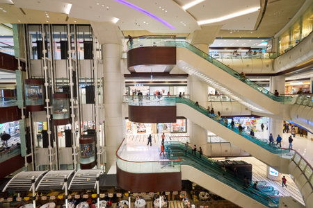 HONG KONG - CIRCA JANUARY, 2016: inside of a shopping center in Hong Kong. Shopping is a widely popular social activity in Hong Kong.のeditorial素材
