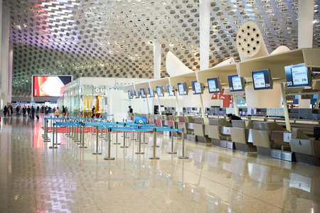 SHENZHEN, CHINA - FEBRUARY 16, 2015: inside of Shenzhen Bao'an International Airport. It is located...