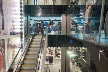 CHICAGO, IL - MARCH 24, 2016: inside of Topshop store. Topshop is a British multinational fashion retailer of clothing, shoes, make-up and accessories.のeditorial素材