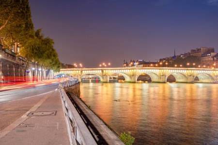 PARIS, FRANCE - CIRCA SEPTEMBER, 2014: Paris at night time. Paris is the capital and most populous city of France.のeditorial素材