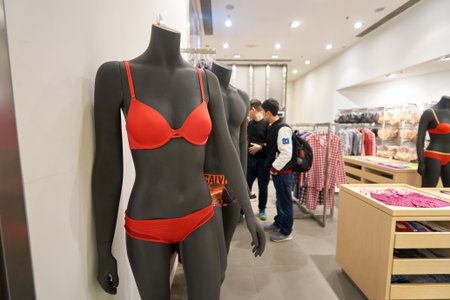 HONG KONG - CIRCA JANUARY, 2016: Calvin Klein store in Hong Kong. Calvin Klein Inc. is an American fashion house founded by the fashion designer Calvin Klein.のeditorial素材