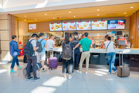 SHENZHEN, CHINA - MAY 11, 2016: KFC in Shenzhen Bao'an International Airport. Kentucky Fried...