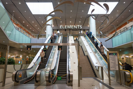 HONG KONG - CIRCA JANUARY, 2016: Elements shopping mall in Hong Kong. Elements is a large shopping mall, located directly above the Kowloon MTR stationのeditorial素材