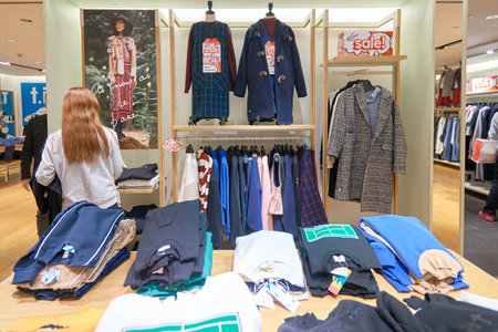 SHENZHEN, CHINA - FEBRUARY 05, 2016: inside of a store at KK Mall in Shenzhen. Shenzhen has excellent shopping choices and offers tourists great shopping opportunities.のeditorial素材