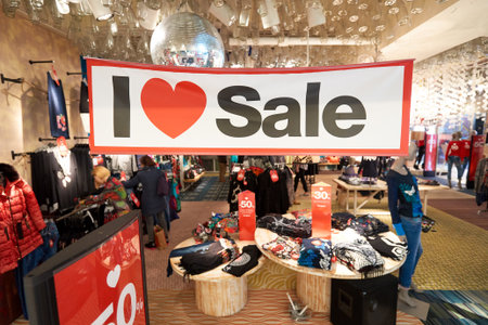 HONG KONG - CIRCA JANUARY, 2016: interior of a store in Hong Kong. Shopping is a widely popular social activity in Hong Kong.のeditorial素材