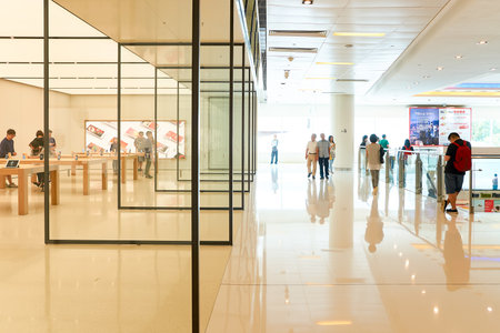 HONG KONG - CIRCA SEPTEMBER, 2016: entryway of Apple store. Apple Store is a chain of retail stores owned and operated by Apple Inc., dealing with computers and consumer electronics.のeditorial素材