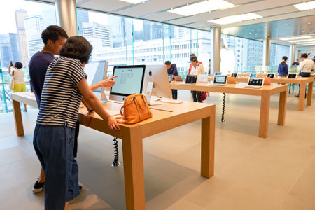 HONG KONG - CIRCA SEPTEMBER, 2016: inside of Apple store. Apple Store is a chain of retail stores...