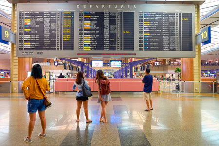 SINGAPORE - CIRCA AUGUST, 2016: inside of Changi Aiport. Changi Airport is the primary civilian...