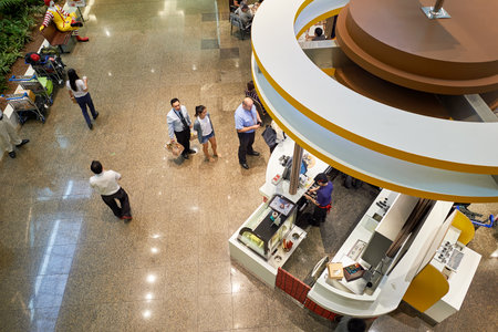 SINGAPORE - CIRCA NOVEMBER, 2015: McCafe in Singapore Changi Airport. Changi Airport  is the primary...