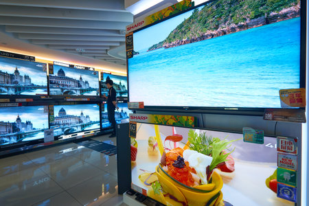 HONG KONG - CIRCA JANUARY, 2016: an electronic store at shopping center in Hong Kong. Shopping is a...