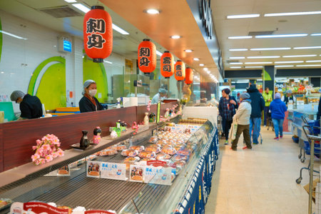HONG KONG - CIRCA JANUARY, 2016: a grocery store in Hong Kong. A grocery store is a retail store that primarily sells food.のeditorial素材