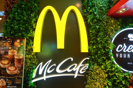 HONG KONG - CIRCA JANUARY, 2016:  McCafe in Hong Kong. McCafe is a coffee-house-style food and drink chain, owned by McDonald's.のeditorial素材