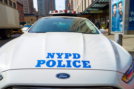 NEW YORK - CIRCA MARCH, 2016: close up shot of a New York City Police Department car. NYPD is the...