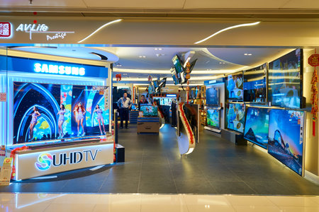 HONG KONG - CIRCA JANUARY, 2016: an electronic store at shopping center in Hong Kong. Shopping is a...