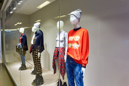 HONG KONG - CIRCA JANUARY, 2016: H & M store in Hong Kong. H and M known for its fast-fashion...
