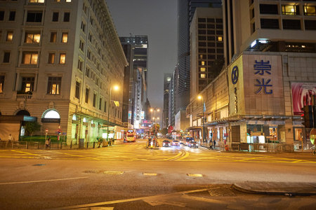 HONG KONG - 25 DECEMBER 2015: Kowloon at night. Kowloon is an area in Hong Kong comprising the...
