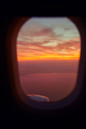 Aerial view from a jet aircraft in the morning.の写真素材