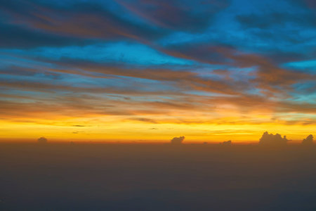 Aerial view from a jet aircraft in the morning.