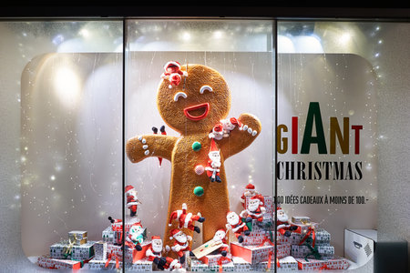 GENEVA, SWITZERLAND - NOVEMBER 18, 2015: Christmas decorations at night. Christmas or Christmas Day...