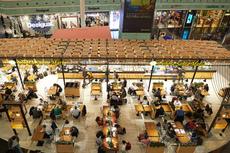 BARCELONA, SPAIN - CIRCA NOVEMBER, 2015: inside Barcelona Airport. Barcelona-El Prat Airport is an international airport. It is the main airport of Catalonia, Spain.