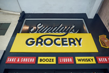 HONG KONG - OCTOBER 25, 2015: Sunday's Grocery store. Sunday's Grocery is a grocery store, located in Kennedy Town.のeditorial素材