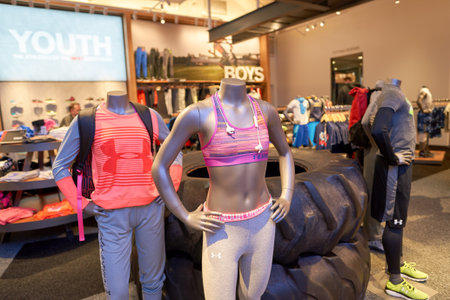 CHICAGO, IL - 01 APRIL, 2016: Under Armour on Michigan Avenue in Chicago. Under Armour, Inc. is an American sports clothing and accessories company.のeditorial素材