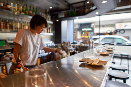 HONG KONG - OCTOBER 25, 2015: inside of the CHINO restaurant. CHINO is a restaurant located in Kennedy Town.のeditorial素材