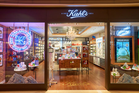 HONG KONG - CIRCA JANUARY, 2016: Kiehl's store in Hong Kong. Kiehl's is an American cosmetics brand...