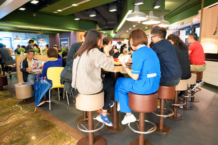 HONG KONG - CIRCA NOVEMBER, 2016: a McDonald's restaurant in Hong Kong. McDonald's, or simply McD, is an American hamburger and fast food restaurant chain.のeditorial素材