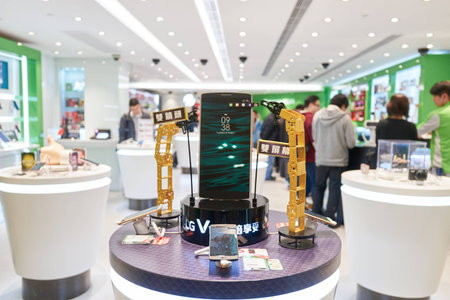 HONG KONG - CIRCA JANUARY, 2016: Wilson Communications Mobile Phone Store a shopping center in Hong...