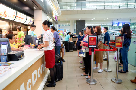 HONG KONG - CIRCA NOVEMBER, 2016: counter service in a McDonald's restaurant in Hong Kong....