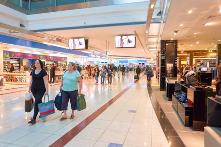 DUBAI, UAE - CIRCA NOVEMBER, 2016: inside Dubai International Airport. It is the primary airport serving Dubai, United Arab Emirates and is the world's busiest airport by international passenger traffic.のeditorial素材