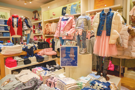 HONG KONG - CIRCA NOVEMBER, 2016: inside GAP store in Hong Kong. The Gap, Inc. is an American worldwide clothing and accessories retailer.のeditorial素材