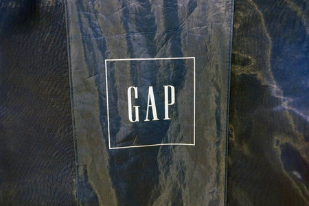 HONG KONG - CIRCA NOVEMBER, 2016: close up shot of GAP sign. The Gap, Inc. is an American worldwide clothing and accessories retailer.のeditorial素材