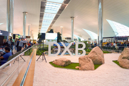 DUBAI, UAE - CIRCA NOVEMBER, 2016: inside Dubai International Airport. It is the primary airport serving Dubai, United Arab Emirates and is the world's busiest airport by international passenger traffic.のeditorial素材