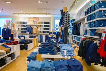 HONG KONG - CIRCA NOVEMBER, 2016: inside GAP store in Hong Kong. The Gap, Inc. is an American worldwide clothing and accessories retailer.のeditorial素材