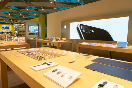 DUBAI, UAE - CIRCA NOVEMBER, 2016: electronics store at Dubai International Airport. It is the...