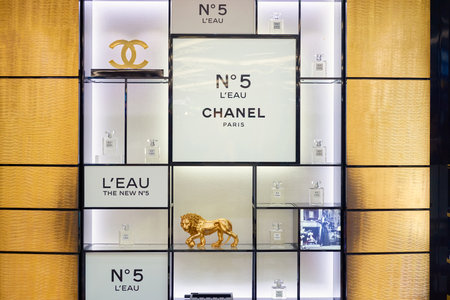 DUBAI, UAE - CIRCA NOVEMBER, 2016: Chanel â„–5 at Dubai International Airport. It is the...