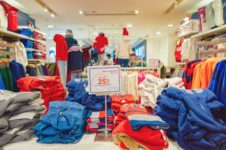 HONG KONG - CIRCA NOVEMBER, 2016: inside GAP store in Hong Kong. The Gap, Inc. is an American worldwide clothing and accessories retailer.のeditorial素材