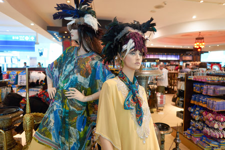 DUBAI, UAE - CIRCA NOVEMBER, 2016: mannequins in a store at Dubai International Airport. It is the primary airport serving Dubai and is the world's busiest airport by international passenger traffic.のeditorial素材