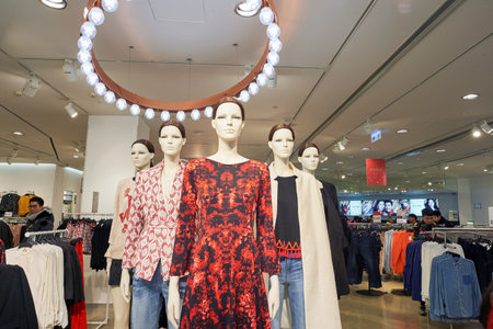 HONG KONG - CIRCA JANUARY, 2016: H and M store in Hong Kong. H and M known for its fast-fashion...
