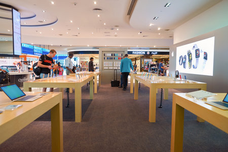 DUBAI, UAE - CIRCA NOVEMBER, 2016: electronics store at Dubai International Airport. It is the...