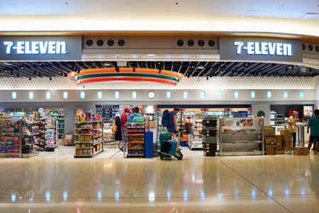 HONG KONG - CIRCA NOVEMBER, 2016: a 7-Eleven store at Hong Kong Internationa Airport. 7-Eleven is an...