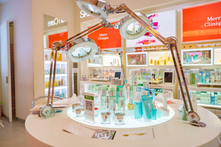 HONG KONG - CIRCA NOVEMBER, 2016: cosmetics for sale in Hong Kong. Hong Kong's cosmetics market is highly competitive and having no sales taxes.のeditorial素材