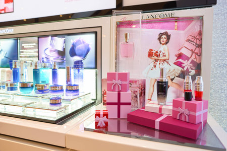 HONG KONG - CIRCA NOVEMBER, 2016: cosmetics for sale in Hong Kong. Hong Kong's cosmetics market is highly competitive and having no sales taxes.のeditorial素材