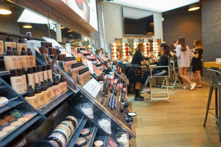 HONG KONG - CIRCA NOVEMBER, 2016: cosmetics for sale in Hong Kong. Hong Kong's cosmetics market is highly competitive and having no sales taxes.のeditorial素材