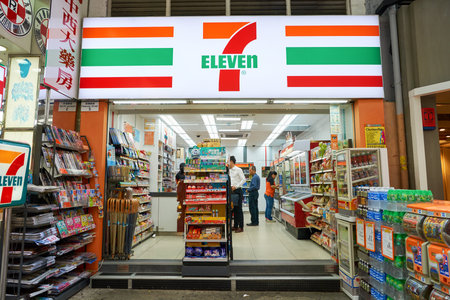 HONG KONG - CIRCA NOVEMBER, 2016: a 7-Eleven store in Hong Kong. 7-Eleven is an international chain of convenience stores.のeditorial素材
