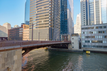 CHICAGO, USA - CIRCA APRIL, 2016: Chicago urban landscape at daytime. Chicago is the third-most populous city in the United Statesのeditorial素材