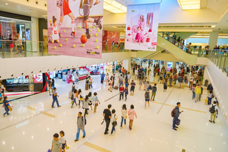 HONG KONG - CIRCA NOVEMBER, 2016: inside New Town Plaza shopping mall in Hong Kong. New Town Plaza is a shopping mall in the town centre of Sha Tin in Hong Kong.のeditorial素材