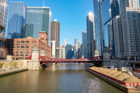 CHICAGO, USA - CIRCA APRIL, 2016: Chicago urban landscape at daytime. Chicago is the third-most populous city in the United Statesのeditorial素材